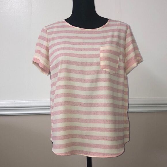 NWT Lauren Conrad XS Woven Stripe Tee - Picture 1 of 4